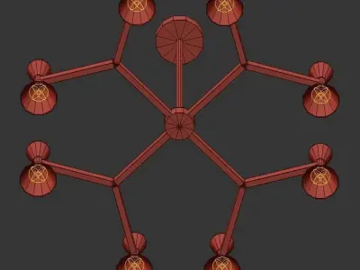POULINA modern chandelier with brass and shades 3D model