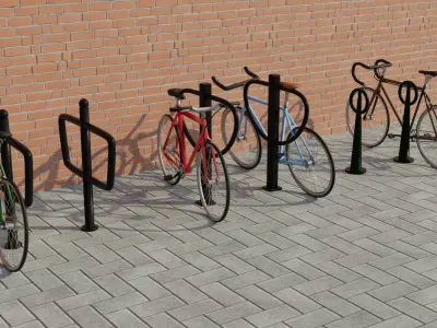 Street furnitures for bikes 3D model