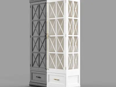 commode cabinet with glass doors and drawers Low-poly 3D model