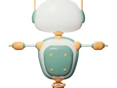 Adorable stylized robot 3D model