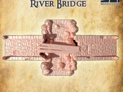 Ruined River Bridge Tabletop Terrain 28 mm 3D print model