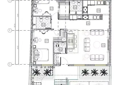 Modern Residential Ground Floor Plan with Parking Free 3D model