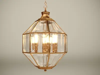 Bronze metallic chandelier  Lantern Oven L 3D model
