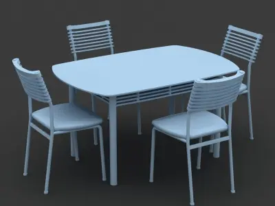 Chair and Table Set 3D model