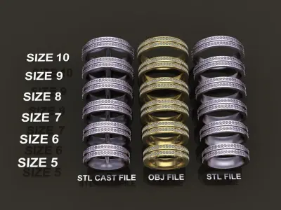 Double Stack Diamond Infinity Band Mix Size 3D print model