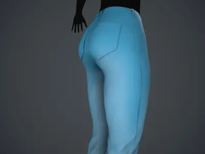 Female Light Blue Ripped Jeans Pants Style 1 Low-poly 3D model