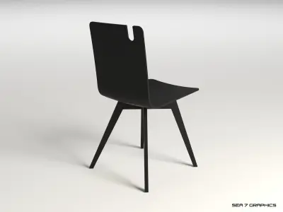 Plywood chair black 3D model