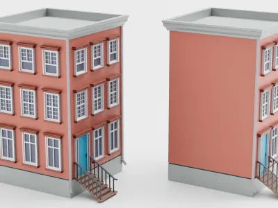 Lowpoly Cartoon Building 01 Low-poly 3D model
