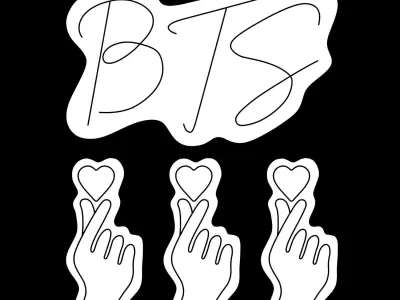 BTS Finger Heart Neon Signs 3D model