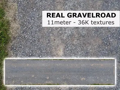 real gravelroad - 11meter - gameready Low-poly 3D model