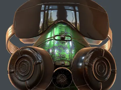Gas mask helmet 3d model scifi Low-poly  Low-poly 3D model