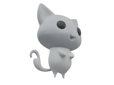 Double Tail Cat Ghost Character v1 005 Low-poly 3D model