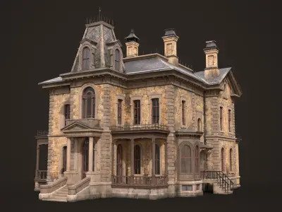 Abandoned Victorian House Low-poly 3D model