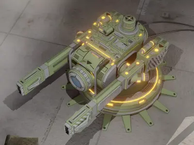 Sci-Fi Rail Gun Turret Low-poly 3D model