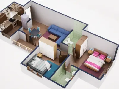3D Floor Plan Model 36 3D model