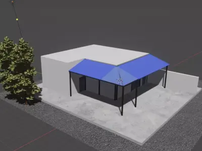 Small industrial storage warehouse exterior Low-poly 3D model