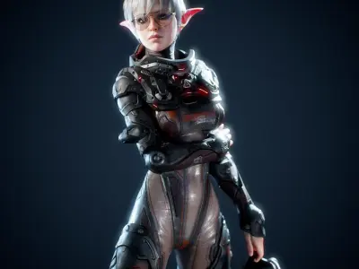 Space Elf Low-poly 3D model
