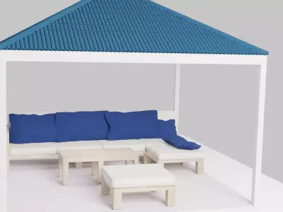 OUT DOOR PERGOLA WITH SITTING AREA Low-poly 3D model