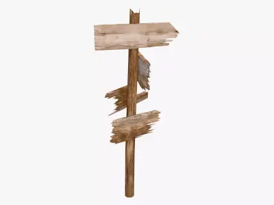 Old Wooden Directional Post M1 3D model