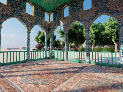 Mosque sitting arches 3D model