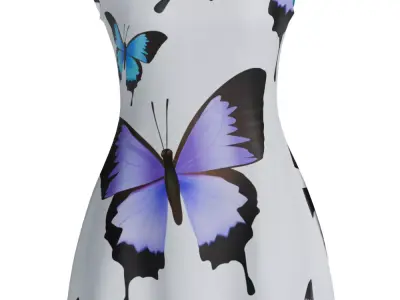 Butterfly Bloom A-Line Dress 3D model