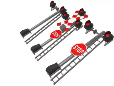 Rail Crossing Traffic Light Pack 3D model