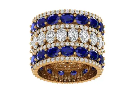 Oval Round Diamond Band 3D print model