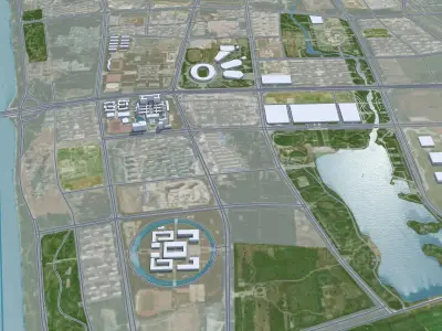 Jining Shandong China 80km Low-poly 3D model