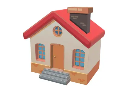 Classic Cartoon House  Low-poly 3D model