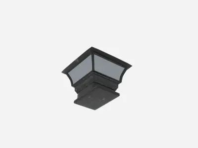 Solar Panel Lamp Cap Fence Low-poly 3D model