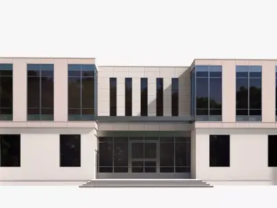 modern realistic building Low-poly 3D model