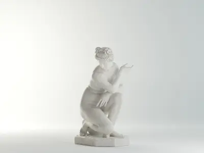 Crouching Venus Sculpture VR AR Mobile-ready Game-ready Low-poly 3D model