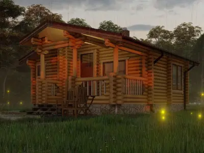 3D model of a wooden bathhouse 3D model