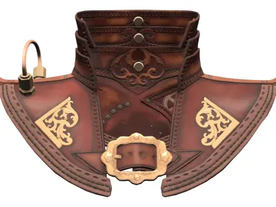 Leather Shoulder and Neck Guard Low-poly 3D model