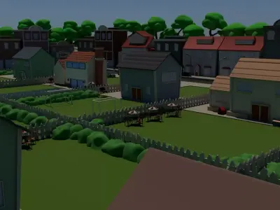 Neighborhood Low-poly 3D model