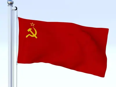 Animated Soviet Union Flag Low-poly 3D model