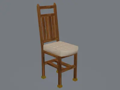 Nordic wooden dining chair 3D model