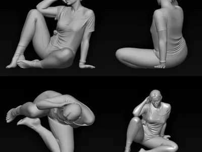 lady sitting on floor 3D print model
