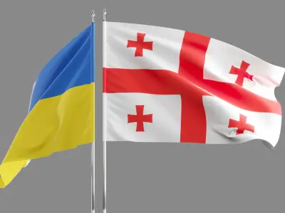 Flag Georgia Ukraine Support 3D model