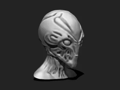 Alien Bust 6 - Extraterrestrial Sculpture STL File 3D print model