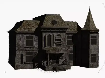 Abandoned old house - realistic low poly Low-poly 3D model