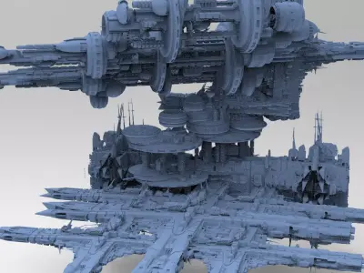 Sci-Fi City dystopia base 4  3D model
