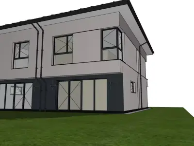 Two Unit Residential House 3D Model  Modern Semi-Detached  3D model