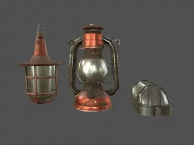 Lamps Set - Game Ready lantern Low-poly 3D model