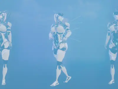 Futuristic Female Robot  3D model