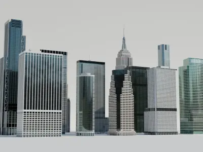 NYC Tall Skyscrapers v4 Low-poly 3D model