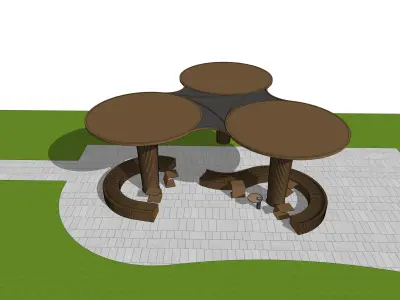 bamboo house pavilion 3D model