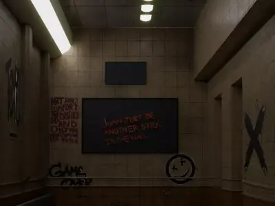 Abandoned Subway Waiting Area Graffiti  Neon Mood Free 3D model