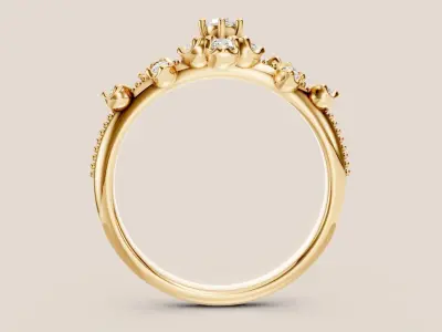 Elegant Gold Ring with Dazzling Diamonds 3D print model