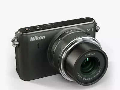 Nikon 1 S1 mirrorless digital camera Kit 11-27-5mm lens Low-poly 3D model